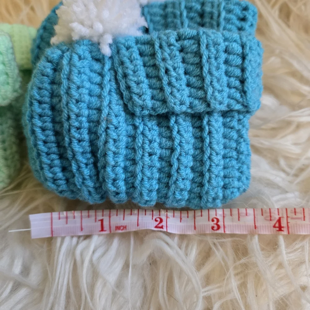 Hademade Knit Baby Booties - Green and Blue